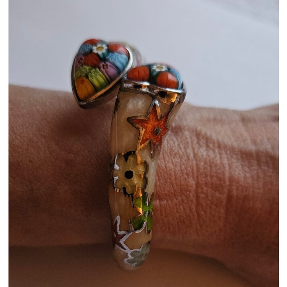 Alan K Murano Millefiori Glass Snake Hinged Bracelet/Bangle - Picture 3 of 5